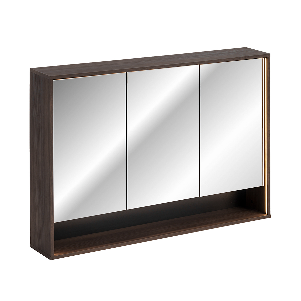 Miroir armoire murale 3 portes 120cm Moka Bois foncé