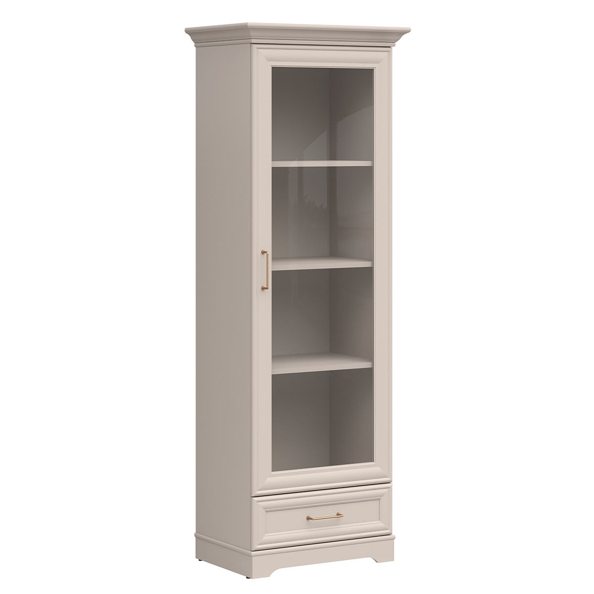 Vitrine 1 porte 1 tiroir Perle Cachemire