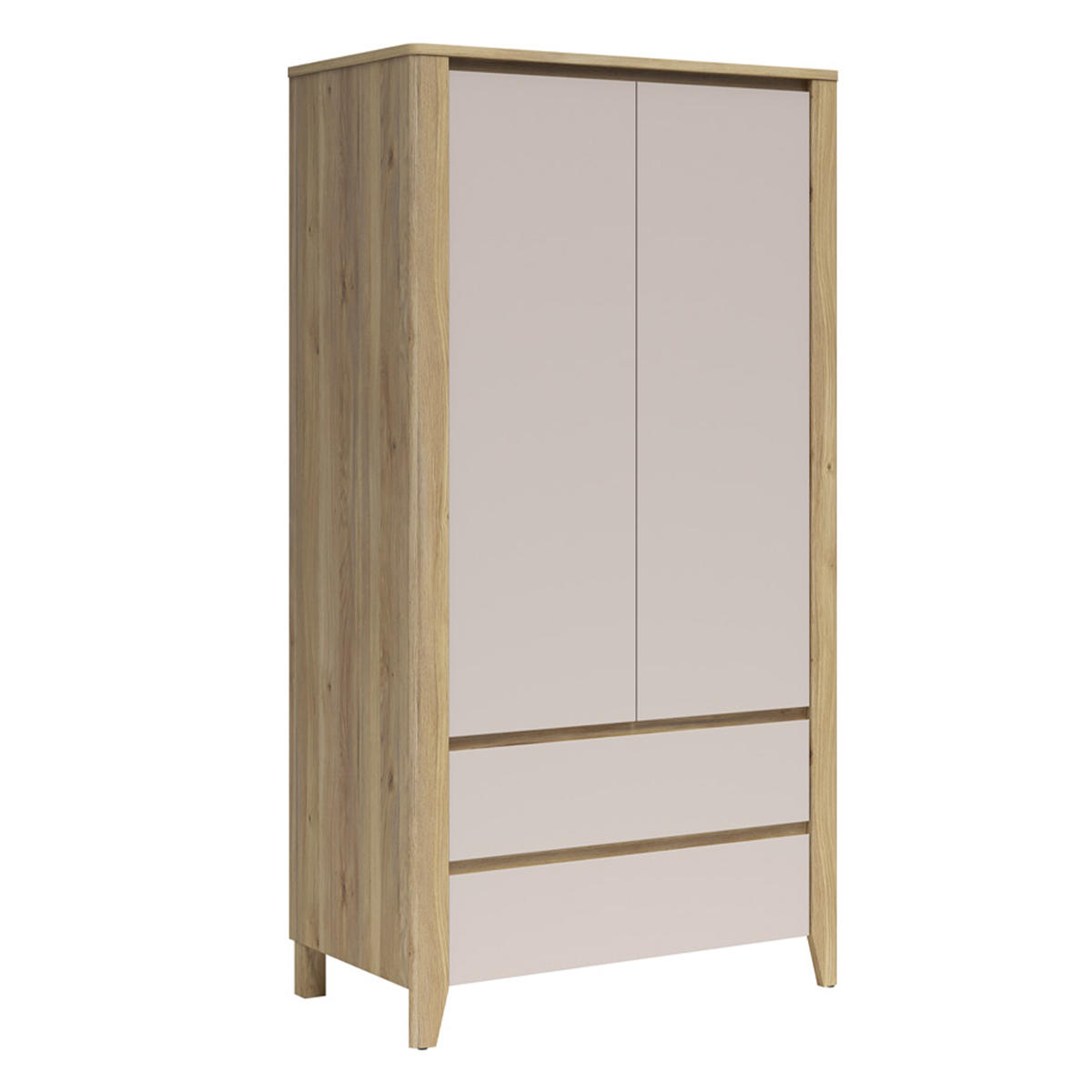Armoire 2 portes 2 tiroirs Samara Bois et Cachemire