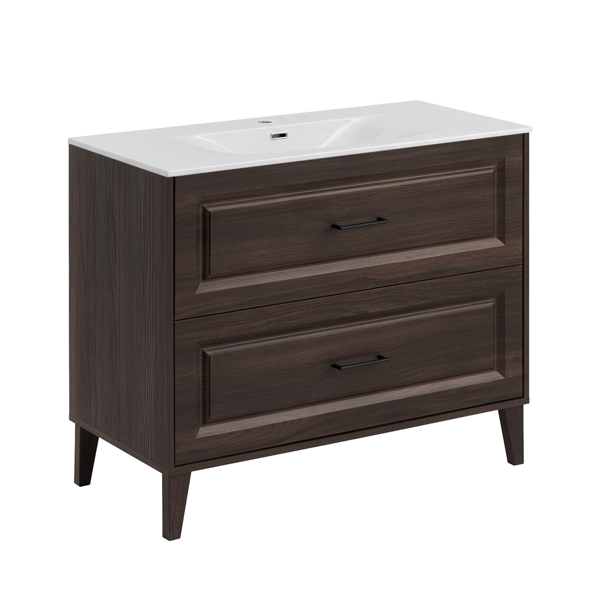 Meuble simple vasque encastrée 100cm Moka Bois foncé