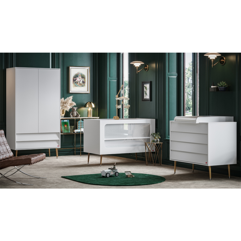 Chambre complète lit bébé - commode 4 tiroirs - armoire Vox Bosque Blanc