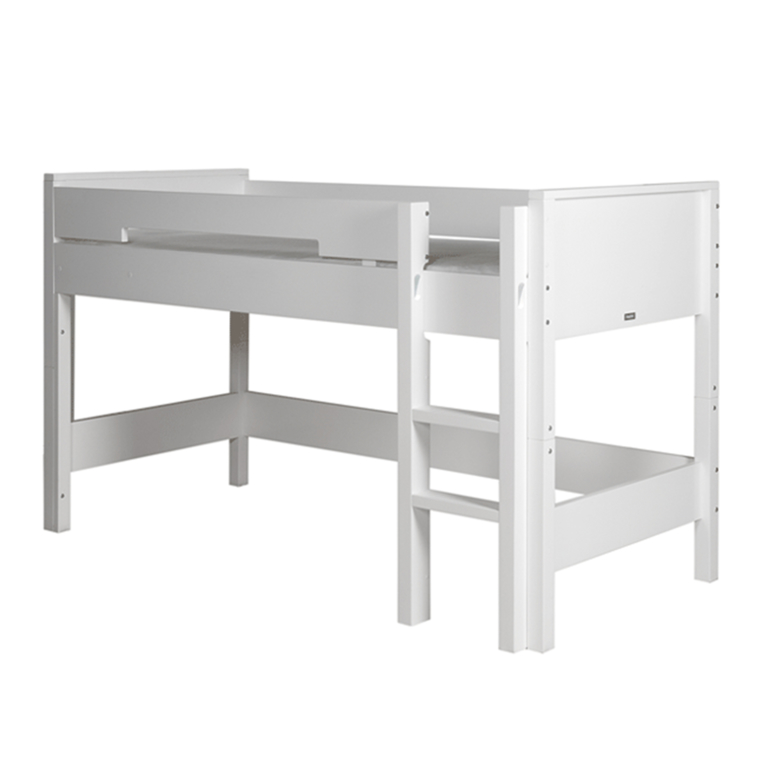 Bopita combiflex lit mezzanine mi-hauteur 90x200 avec échelle inclinée -  blanc 53114611 - Conforama