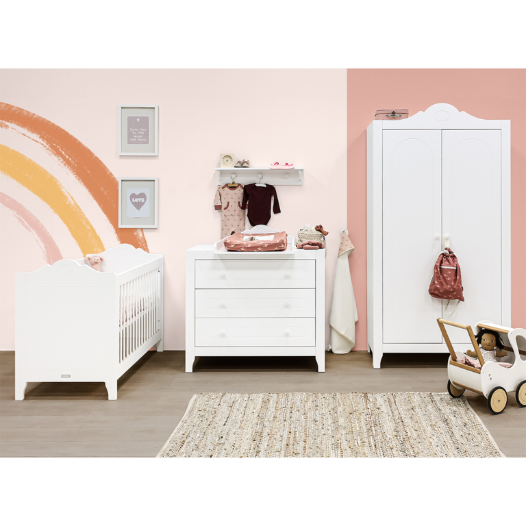 Chambre complète lit bébé, Commode et Armoire bébé Bopita Evi - Blanc