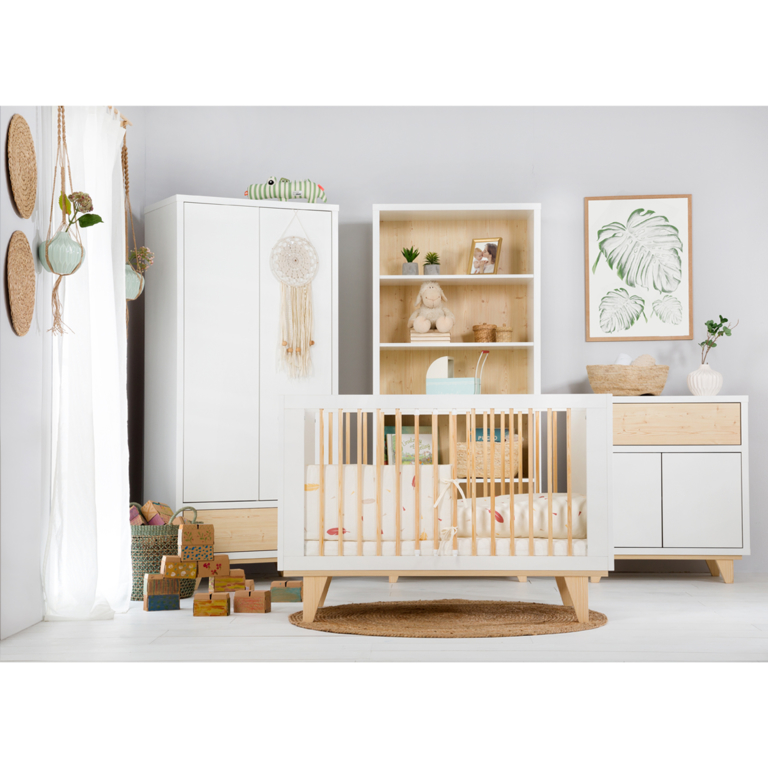 Chambre complète lit bébé évolutif - commode - armoire LittleSky by Klups Lydia - Blanc