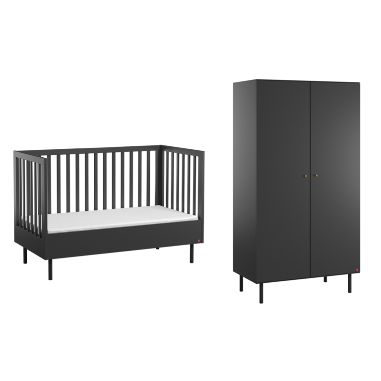 Lit bébé évolutif et Armoire Vox Cute Noir