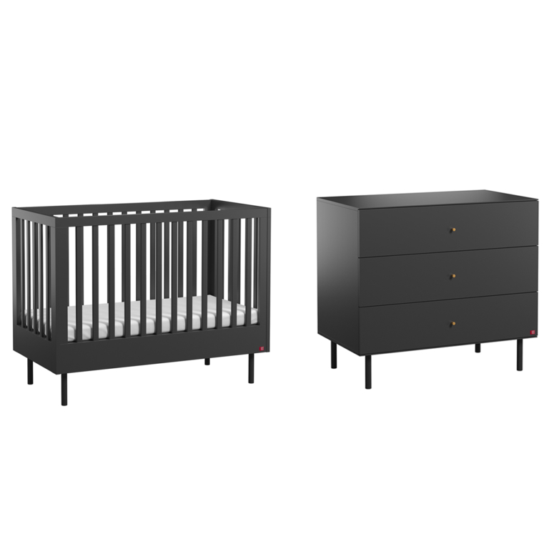 Lit bébé et Commode Vox Cute Noir