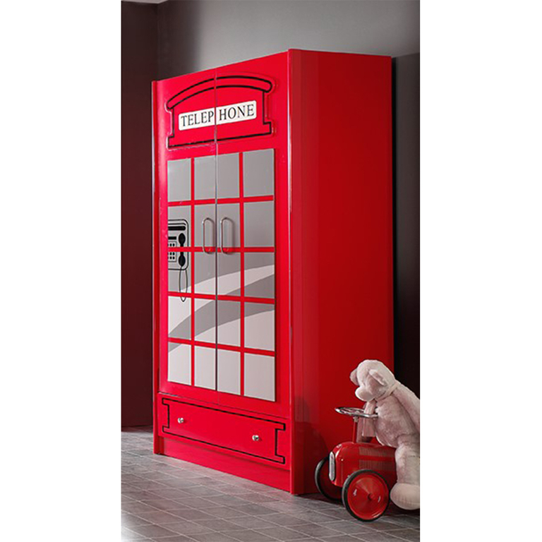 Armoire 2 portes London Vipack Car Beds Rouge Bébé/Armoire petitsmeubles