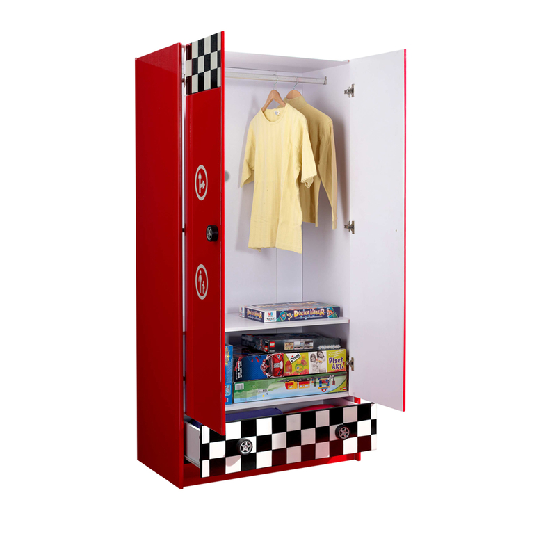 Armoire 2 portes Le Mans Vipack Car Beds Rouge Bébé/Armoire