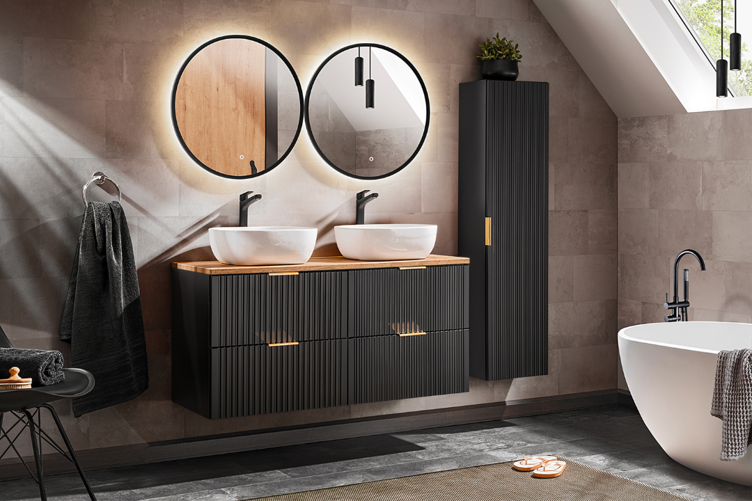Ensemble de salle de bain Adriel double vasque noir