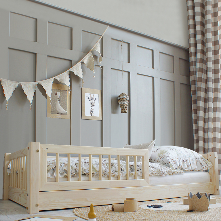 barriere de lit en bois blanc