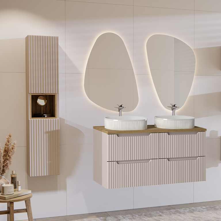 Meuble De Salle De Bain 120 Cm Colonnes Et Lavabos Inclus – Bernice