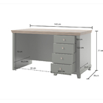 Hvt_Martin_vert_bois_bureau_4tiroirs_dimensions