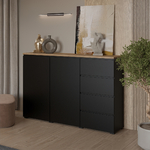 Hvt_Liko_noir_bois_buffet_2portes_4tiroirs_4