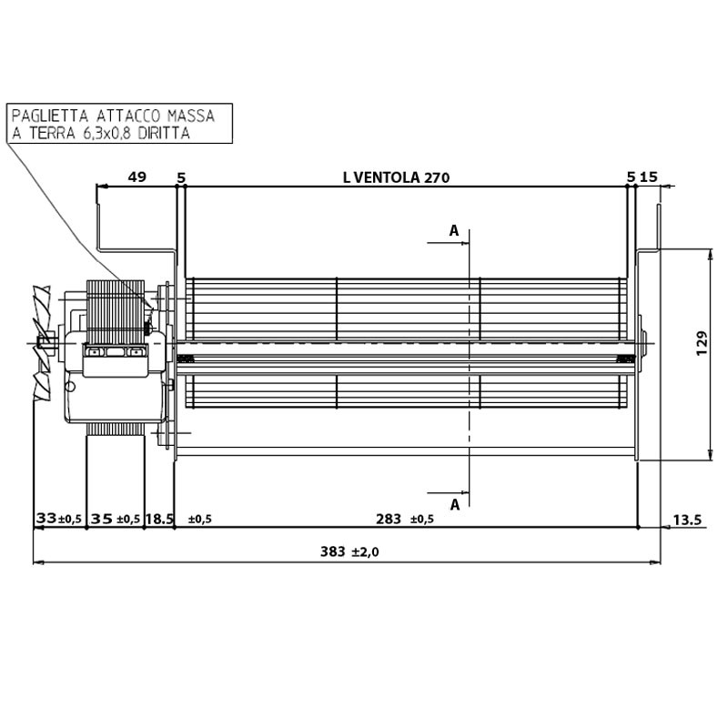 Ventilateur tangentiel pour poêles à pellets lincar 270 MM