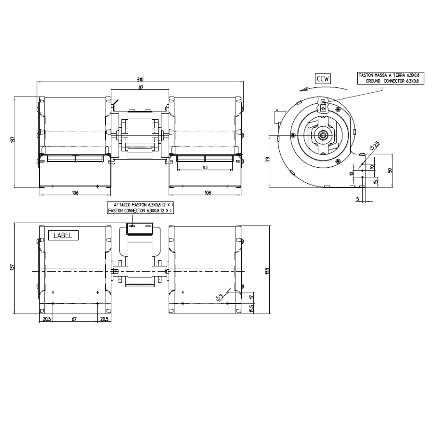 VENTILATEUR TANGENCIEL centrifuge pour poêle à granulé 147-67