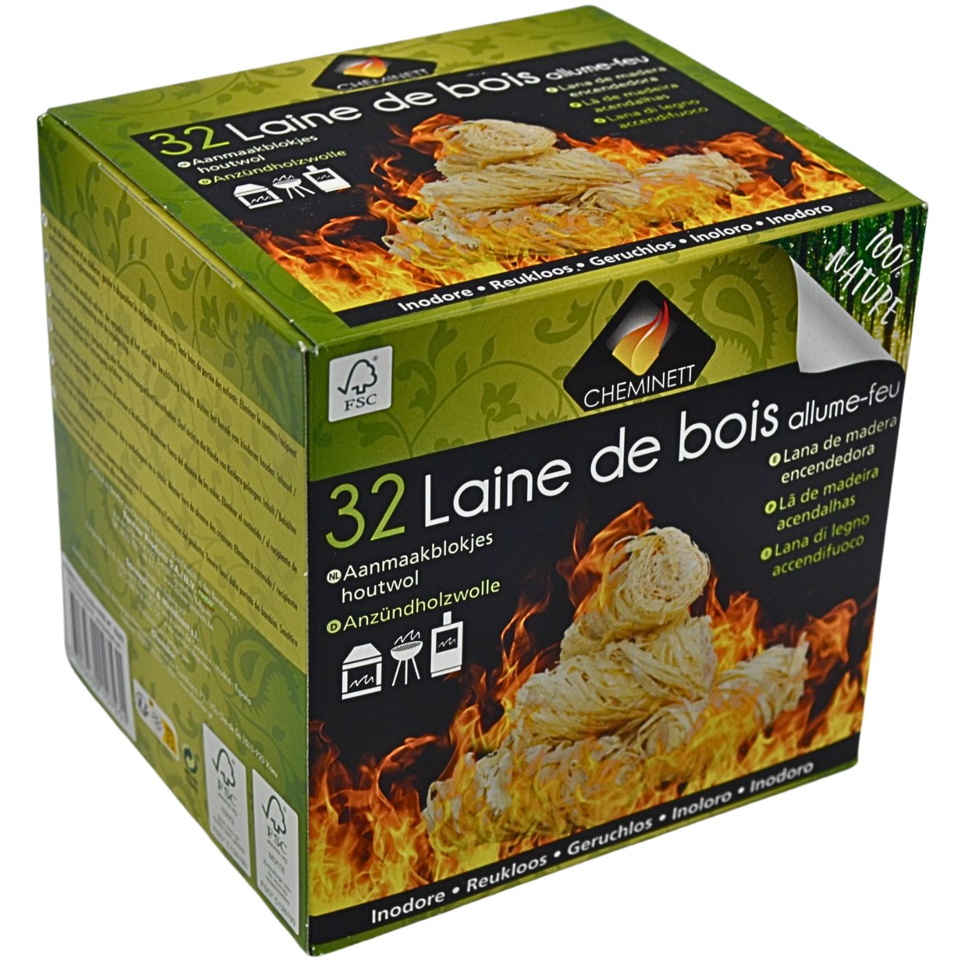 Allume-feu en laine de bois 32 pièces FSC® – Barbecook