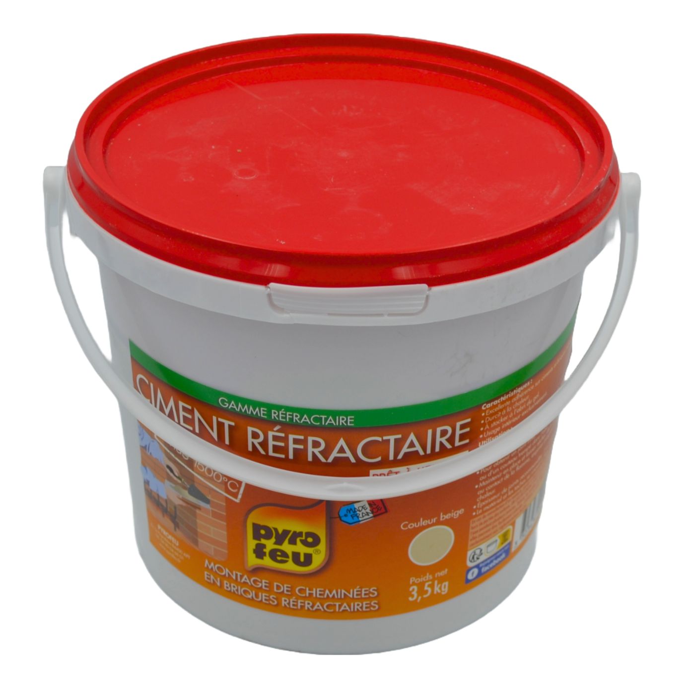 Ciment réfractaire - seau de 3,5kg languette