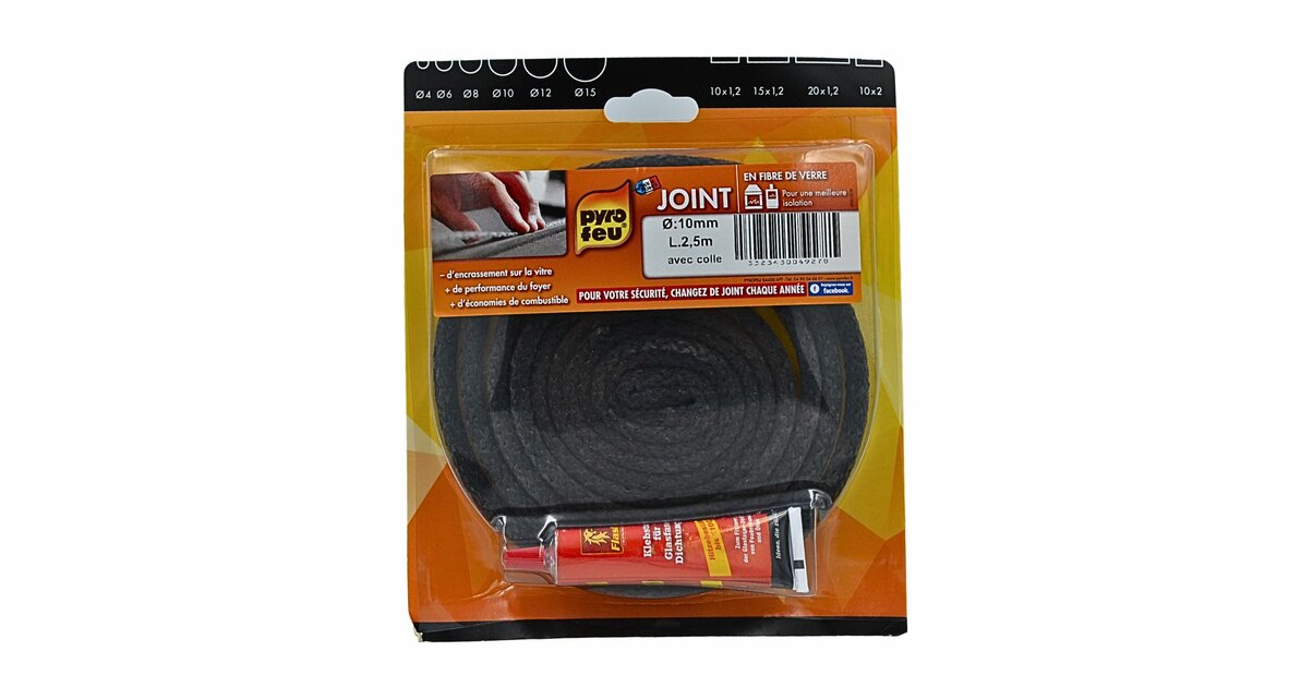 Joint De Porte Ignifuge Pour Poêle à Bois - Cordon Auto-Adhésif 2m, Résistant 550°C Isolation Thermique