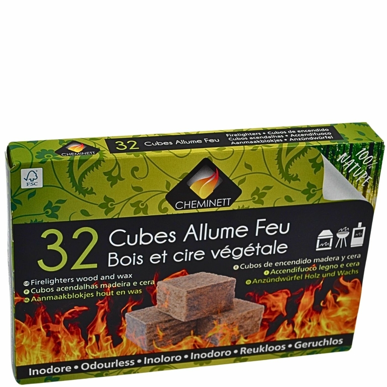 Cubes bois et cire - 32 allume-feu - Cdiscount Au quotidien