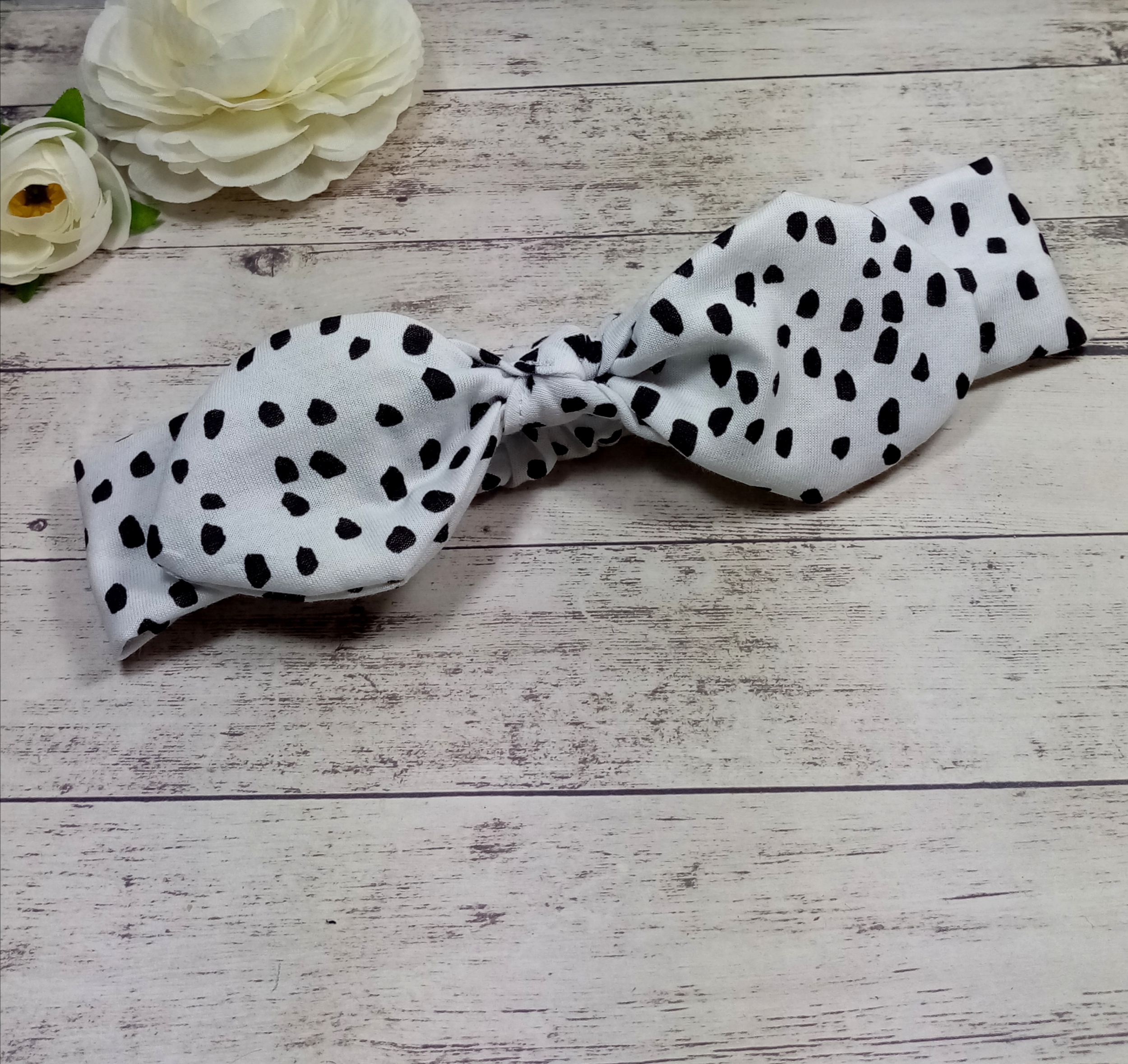 Bandeau Headband Cheveux Bebe Fille Noir Et Blanc Fait Main
