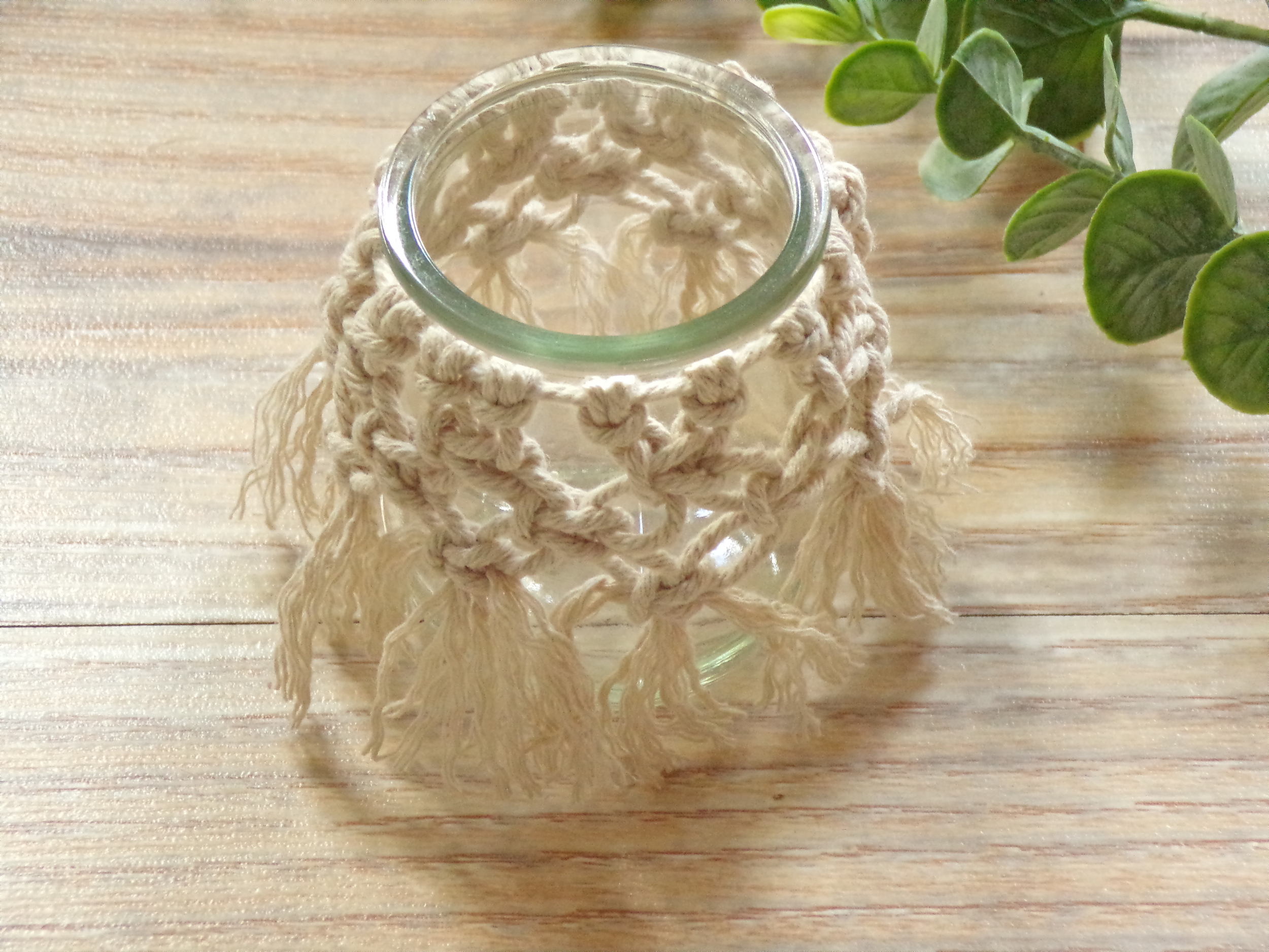 vase en verre boheme mariage champetre bapteme fete macramé