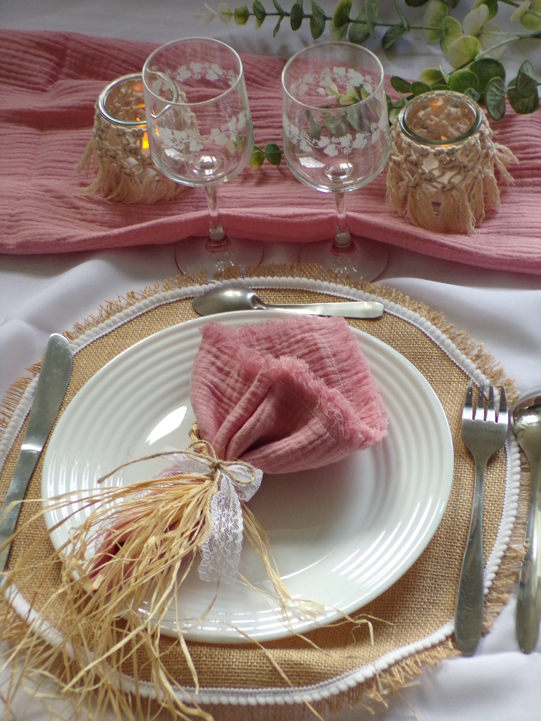 décoration de table bohème champêtre mariage bapteme communion anniversaire