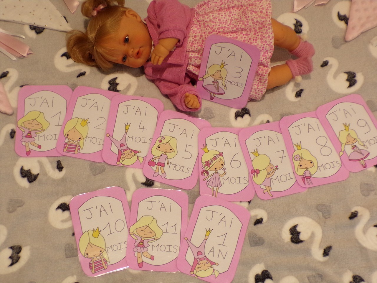 carte étape bébé fait main fille
