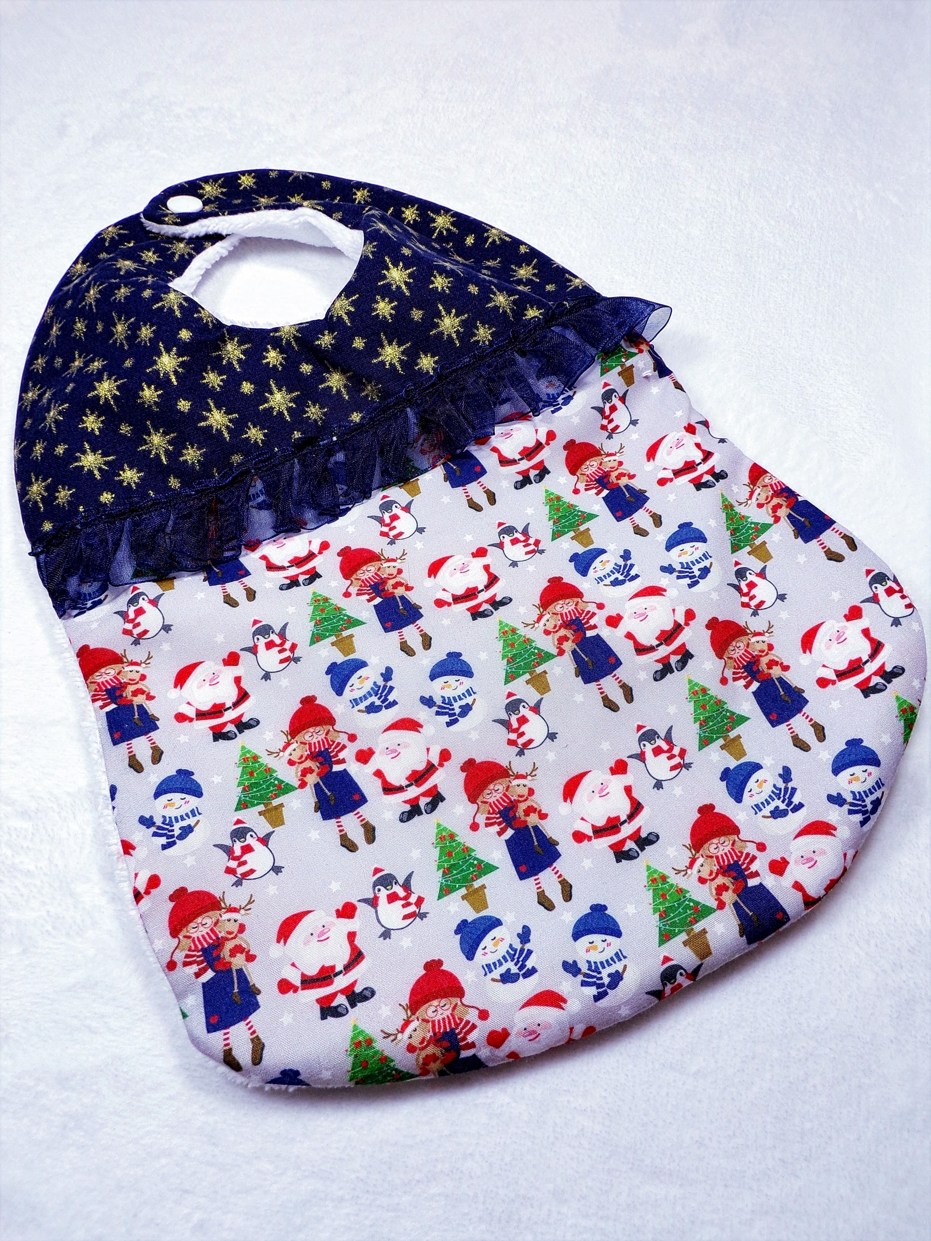 bavoir noel fille bleu blanc-min