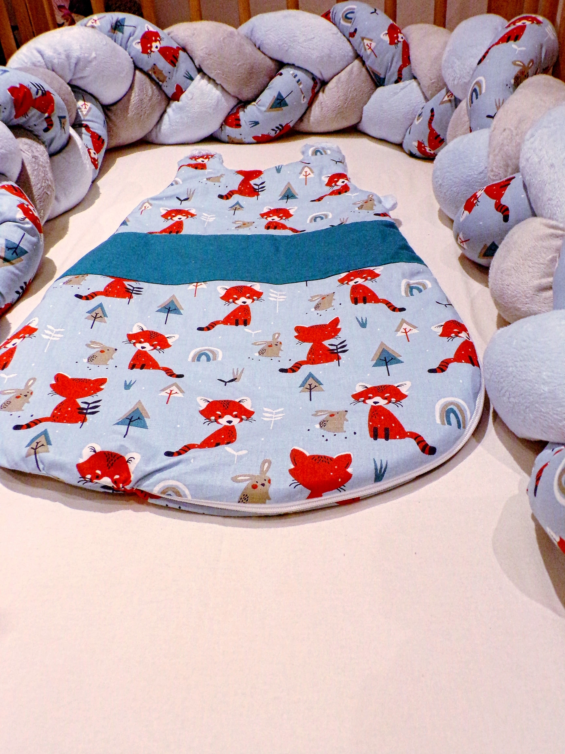 tresse lit bébé gigoteuse renard personnaliser cadeau de naissance fait main
