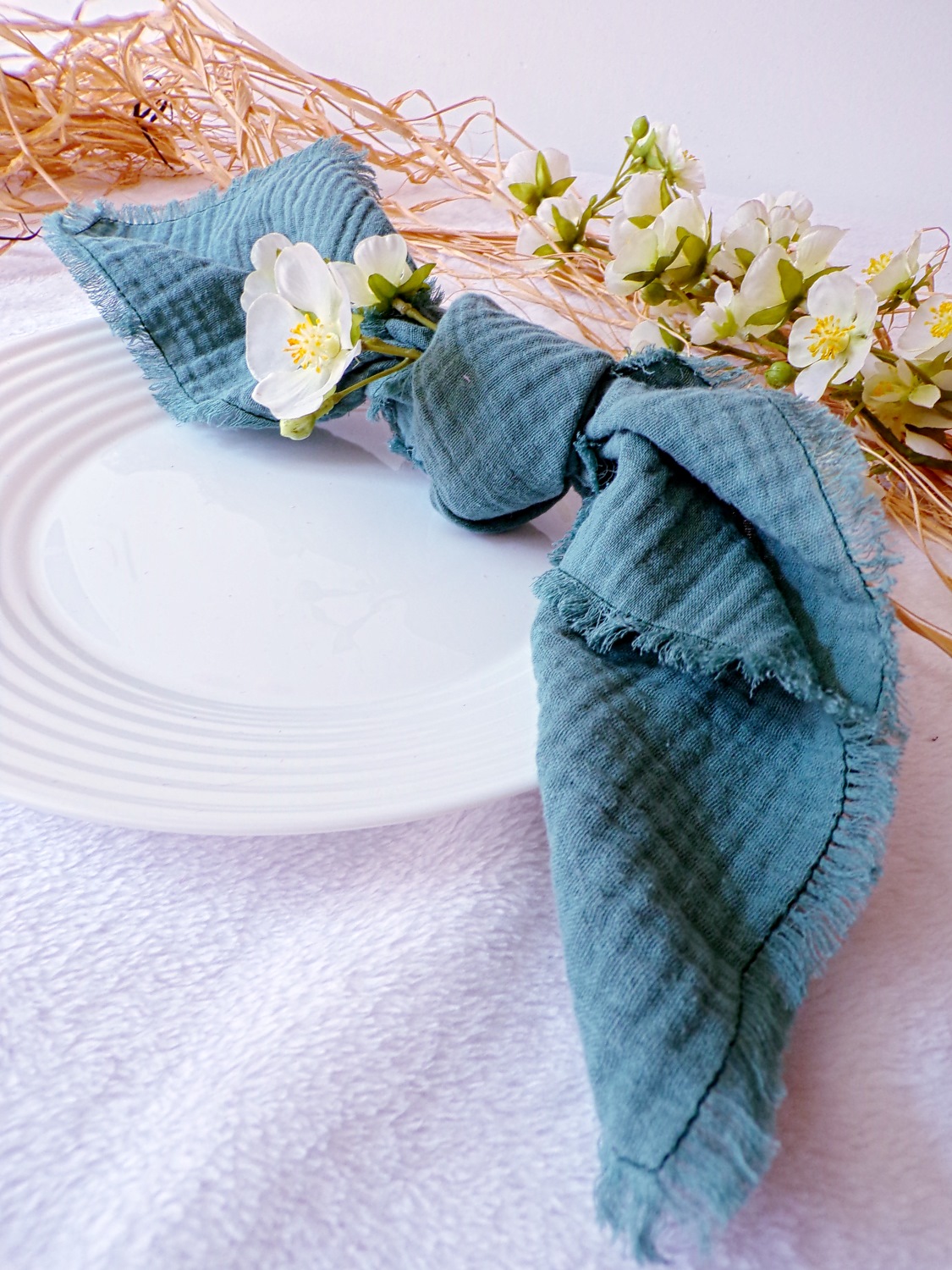 Serviettes De Table Coton 50x50 Cm Damiers Bleu – Lot De 2, Entretien Facile, Tenue Des Couleurs