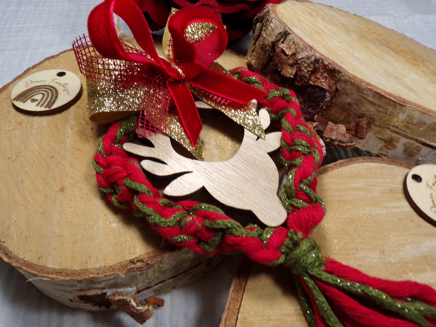 deco boheme noel macramé rouge vert