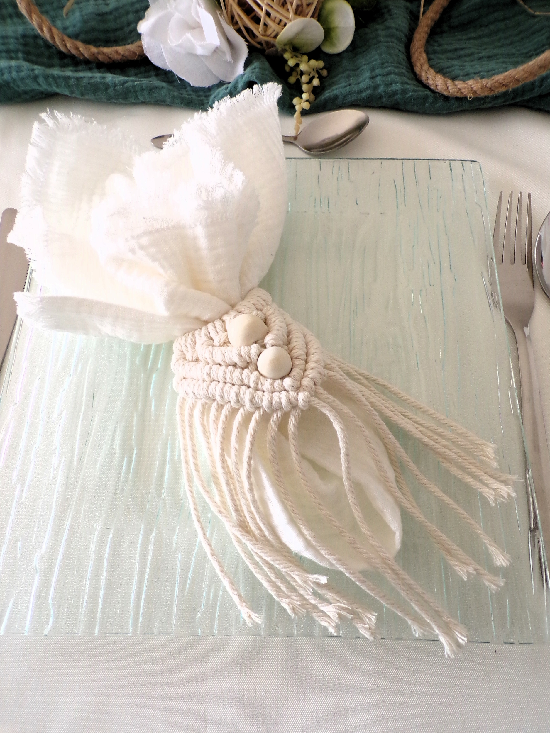 rond de serviette mariage macramé boheme champetre