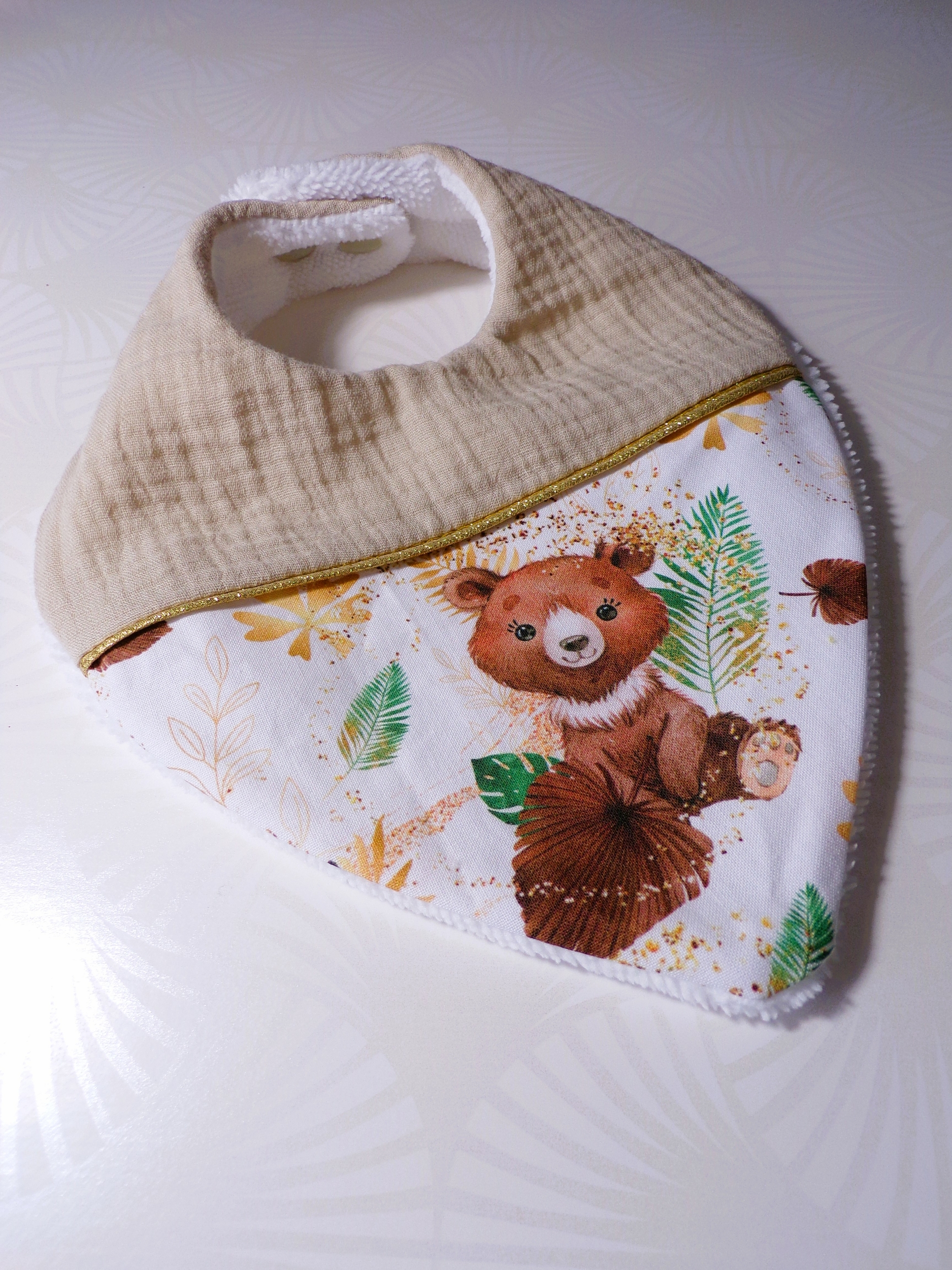 bavoir bébé eponge bambou ourson bandana