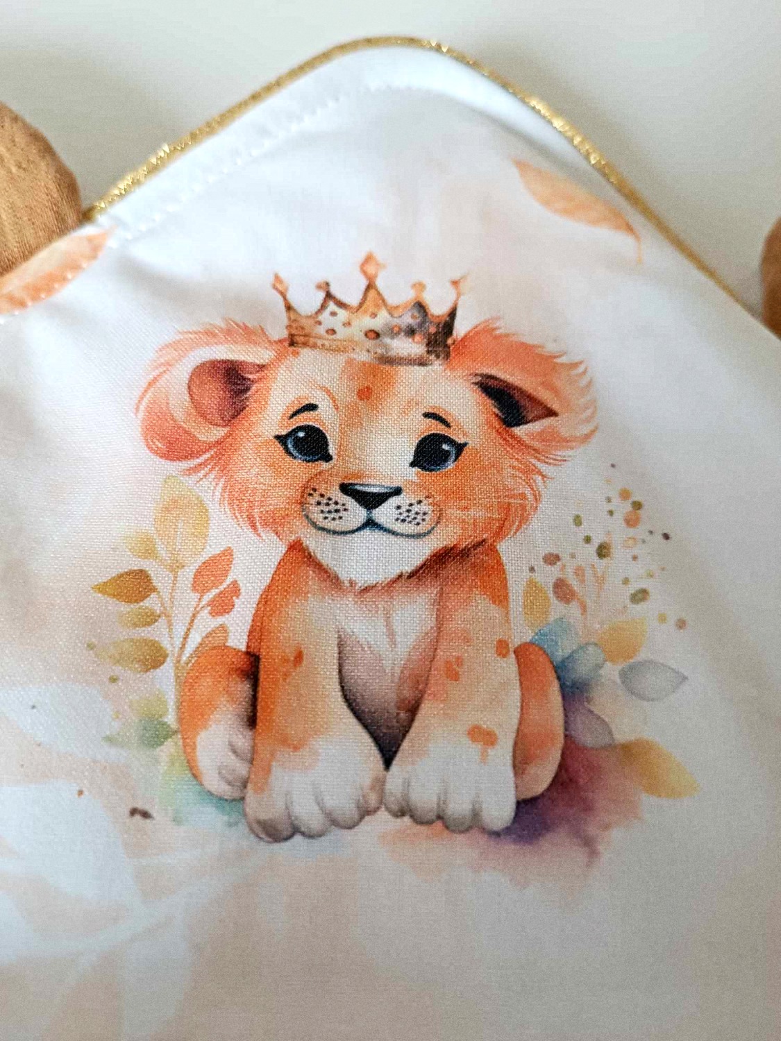 sortie de bain lion caramel eponge bambou cadeau bébé