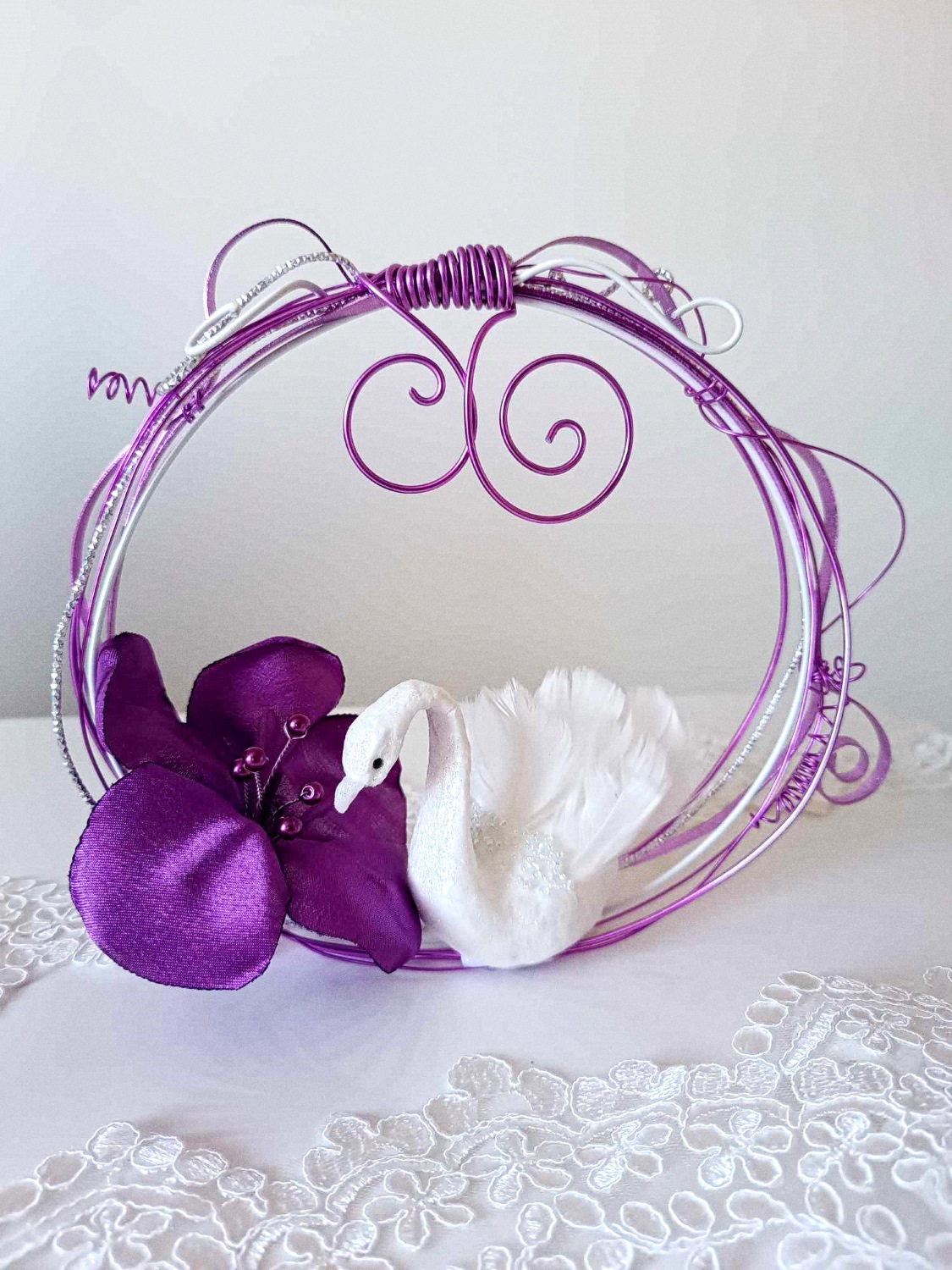 accessoire mariage violet parme blanc original fait main
