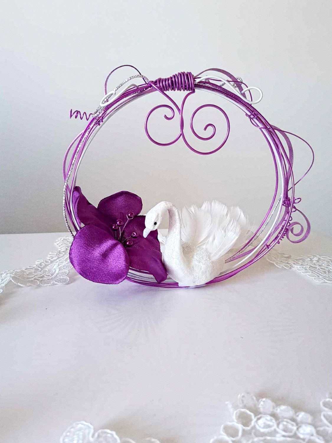 porte alliances fleurs violet mauve mariage original