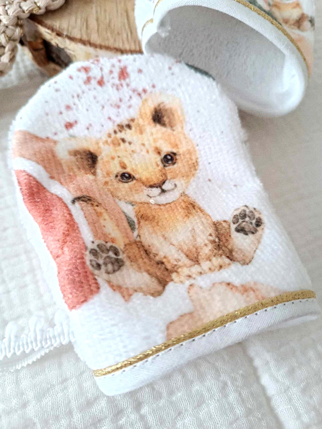 gants de toilette bébé lion apprentissage