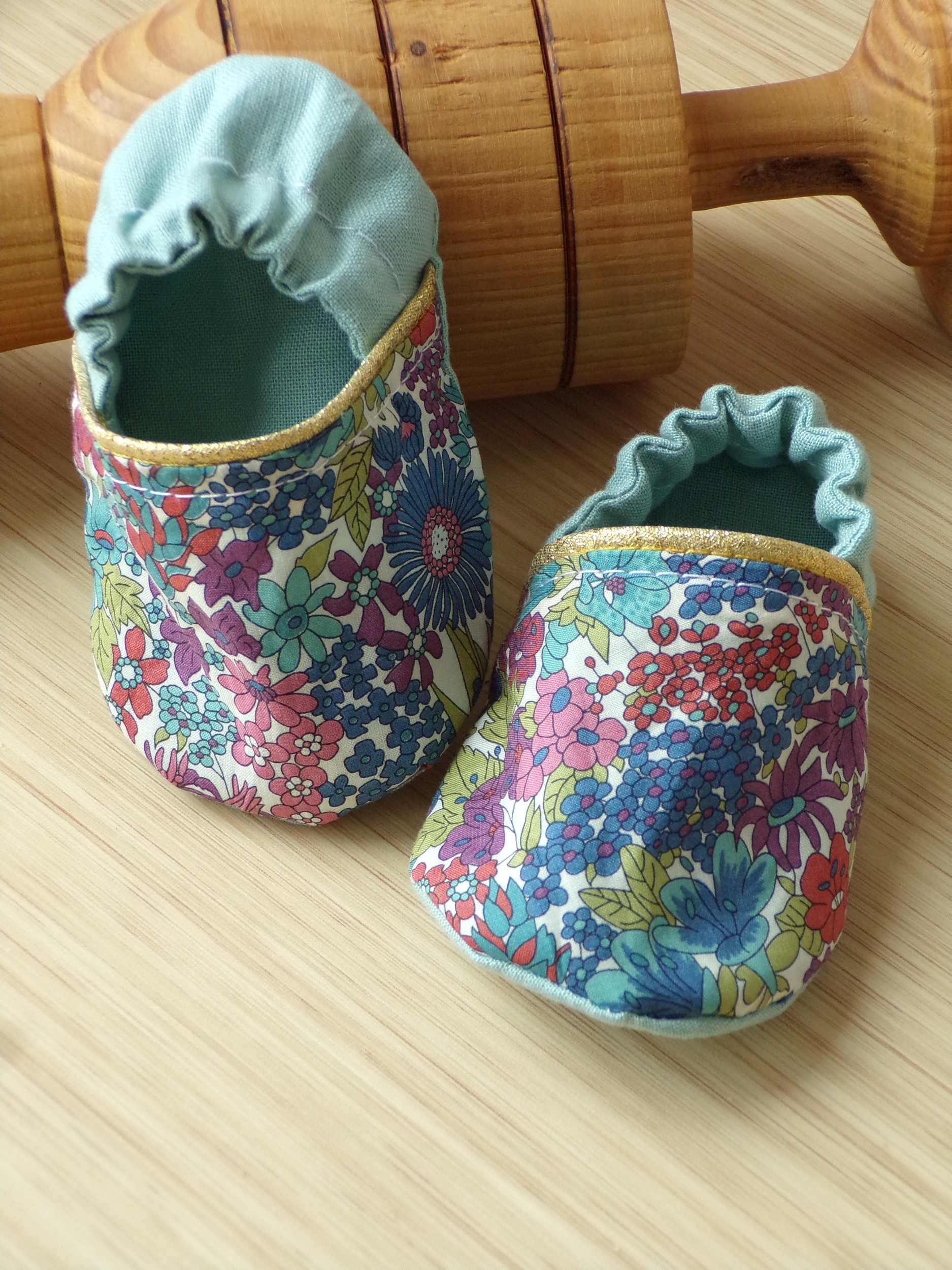 chaussons bébé liberty vert menthe naissance