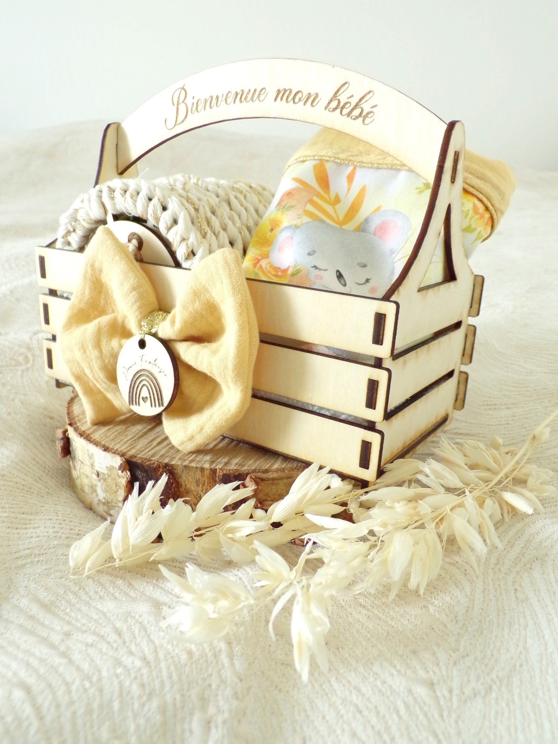 coffret naissance mixte bavoir cartes étape animaux koala