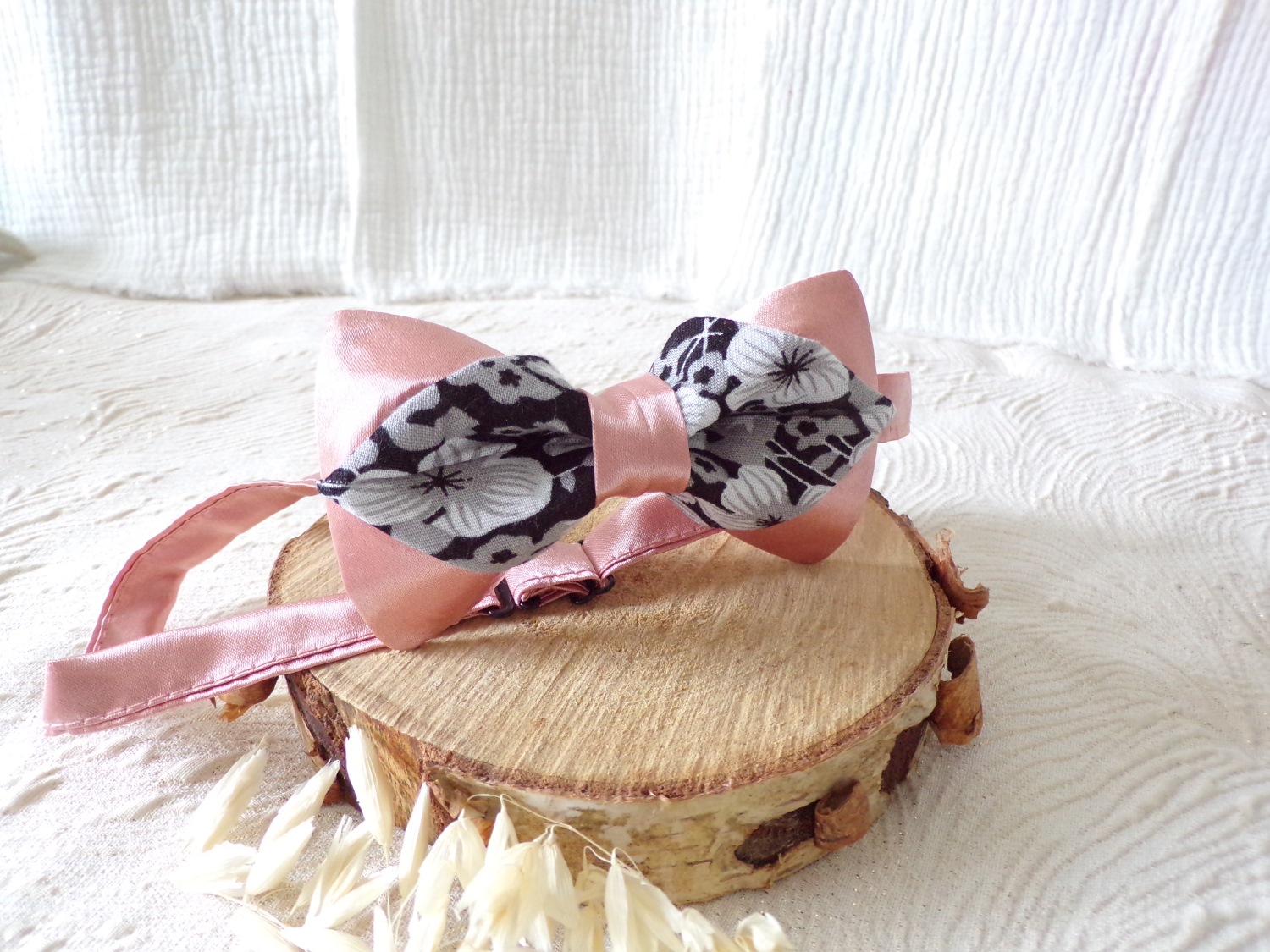 accessoire homme mariage rose noir noeud papillon satin