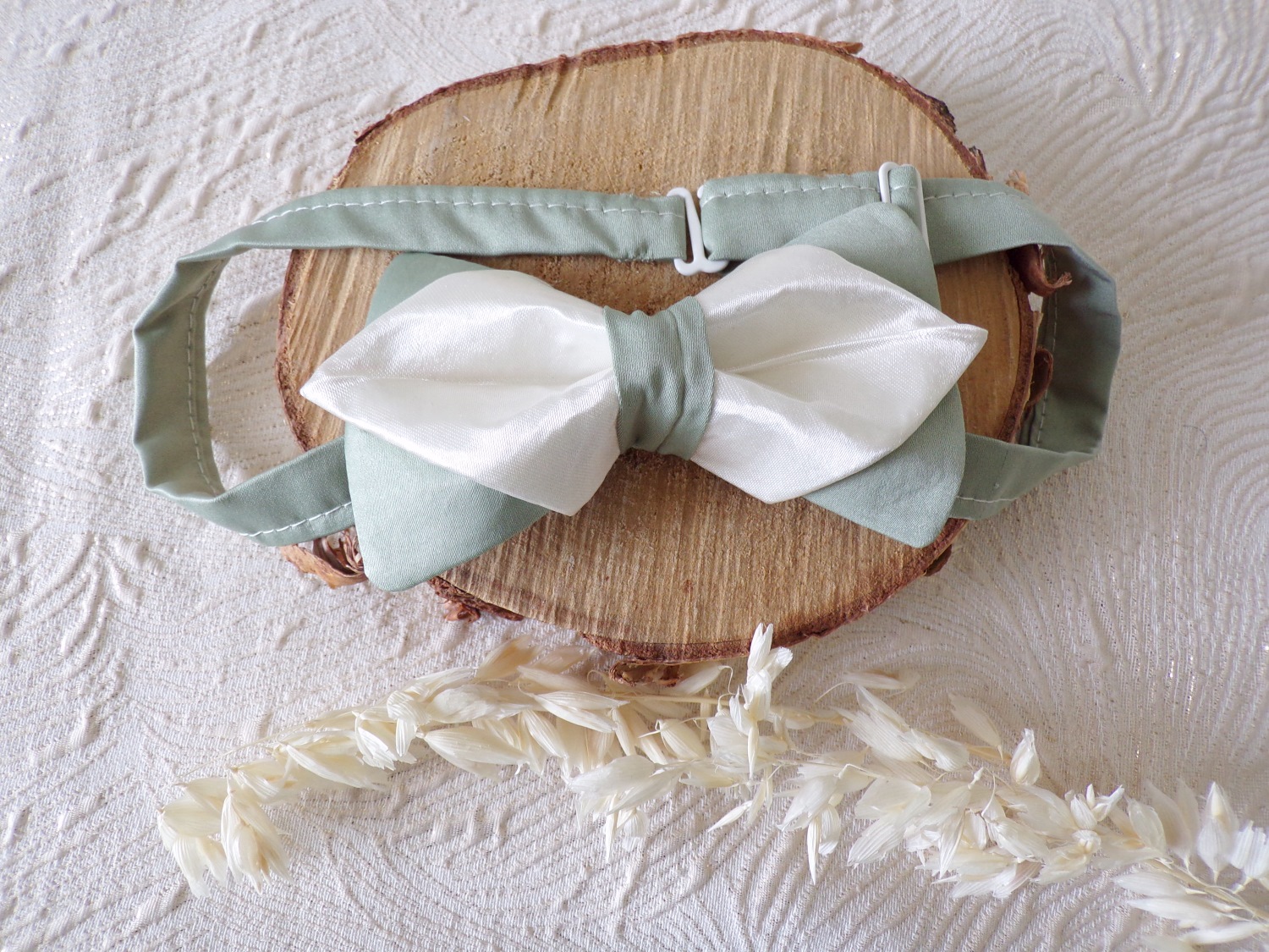 accessoire mariage homme noeud papillon satin amande ivoire
