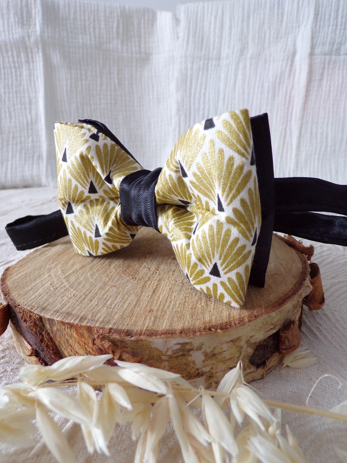noeud papillon homme mariage noir or satin