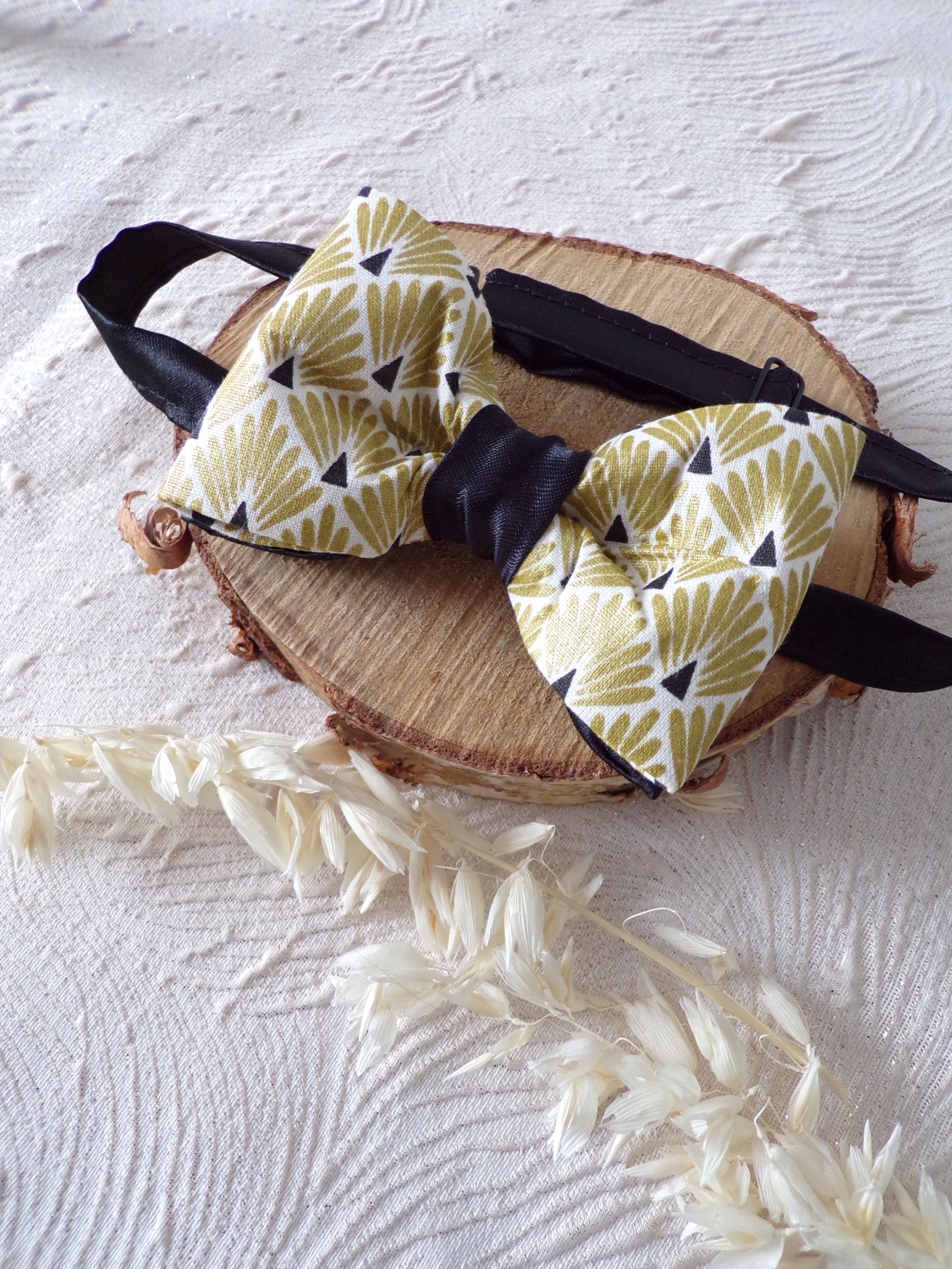 noeud papillon satin noir or mariage homme