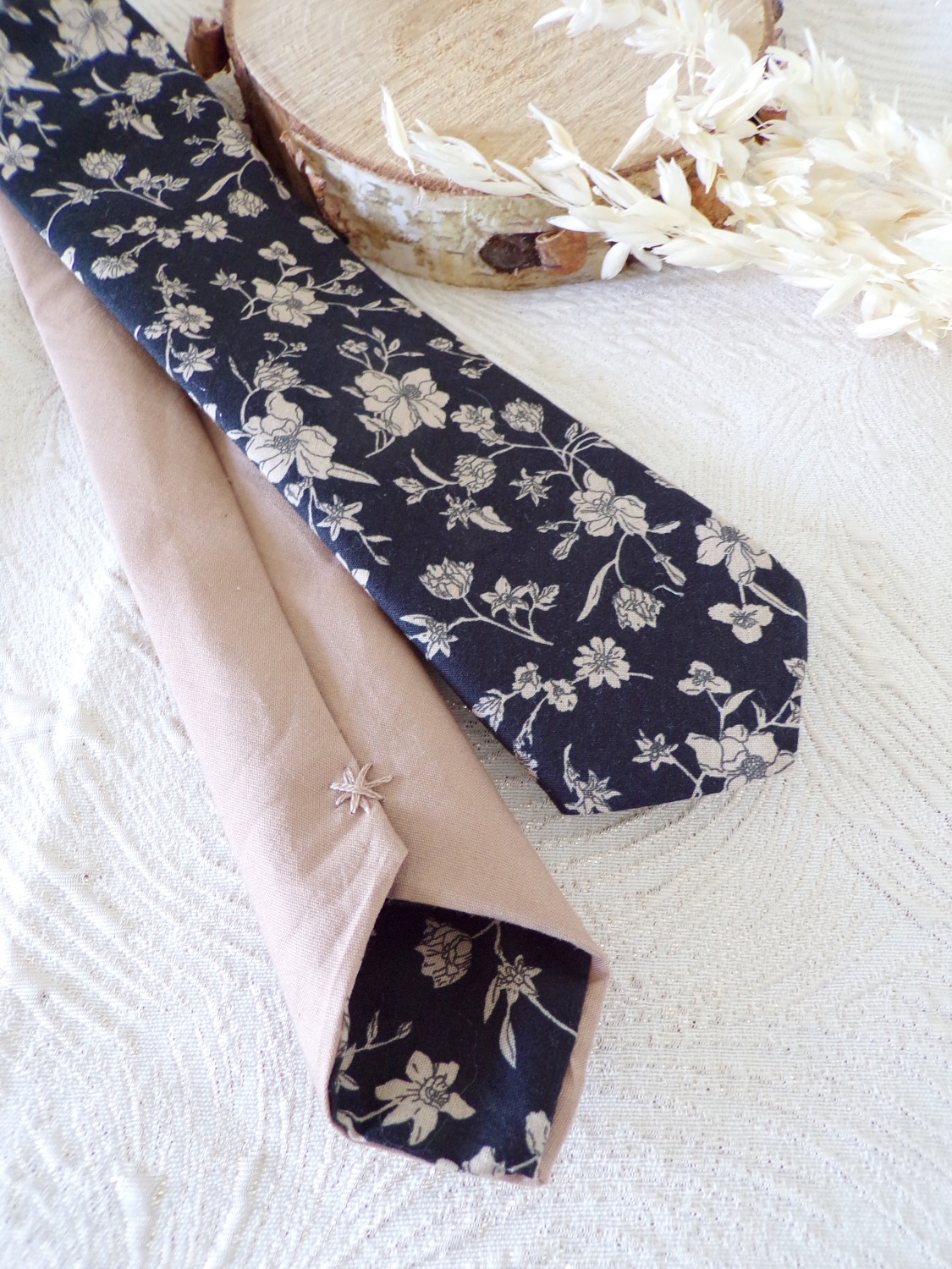 cravate homme fleurs fait main