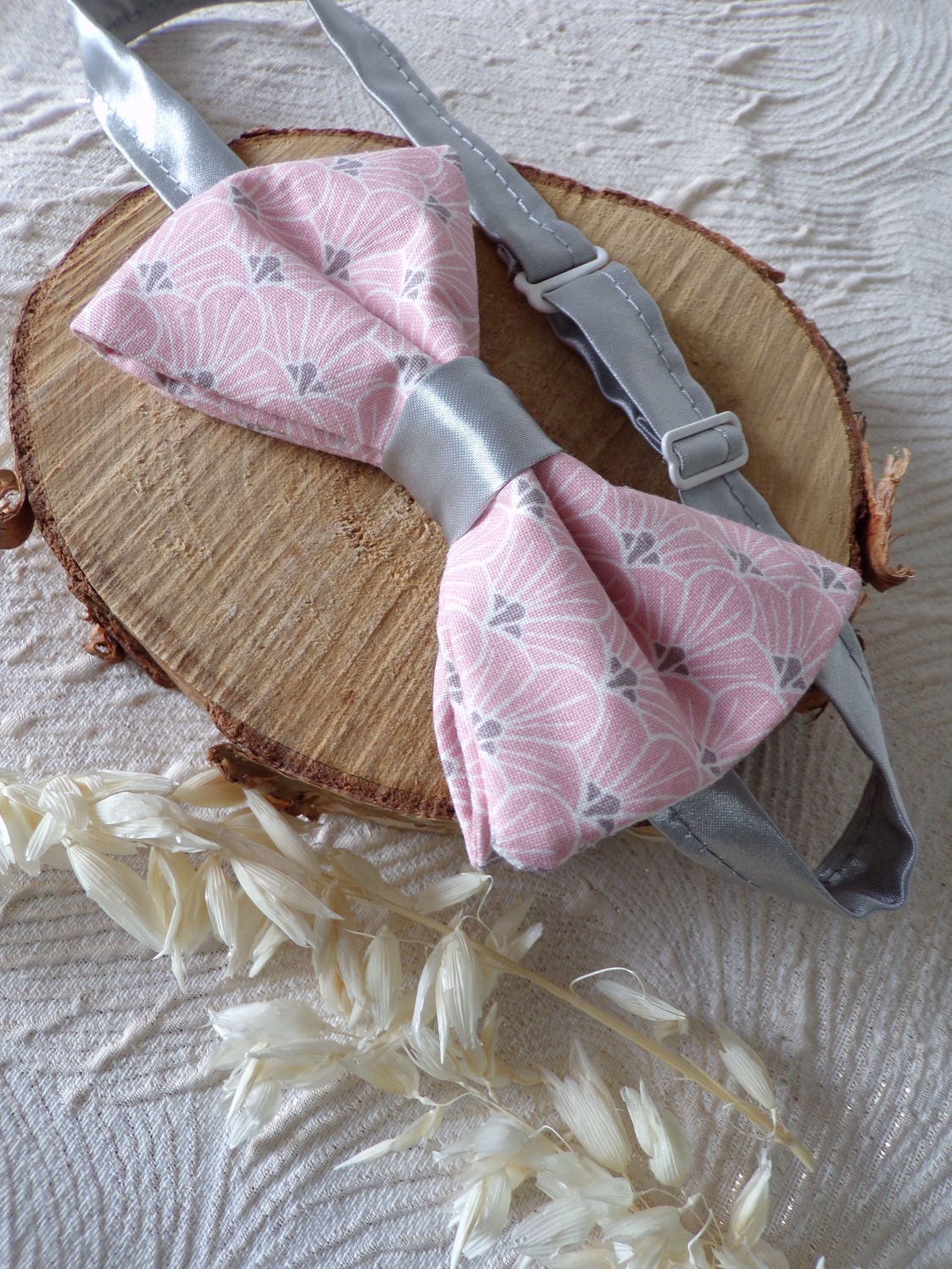 noeud papillon satin rose gris homme mariage