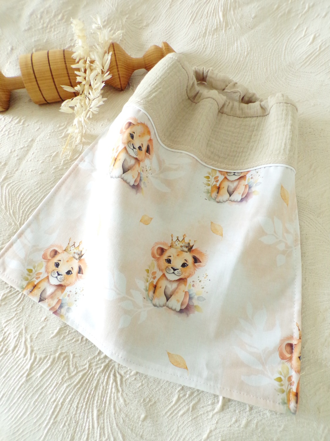 serviette de cantine élastique maternelle lion