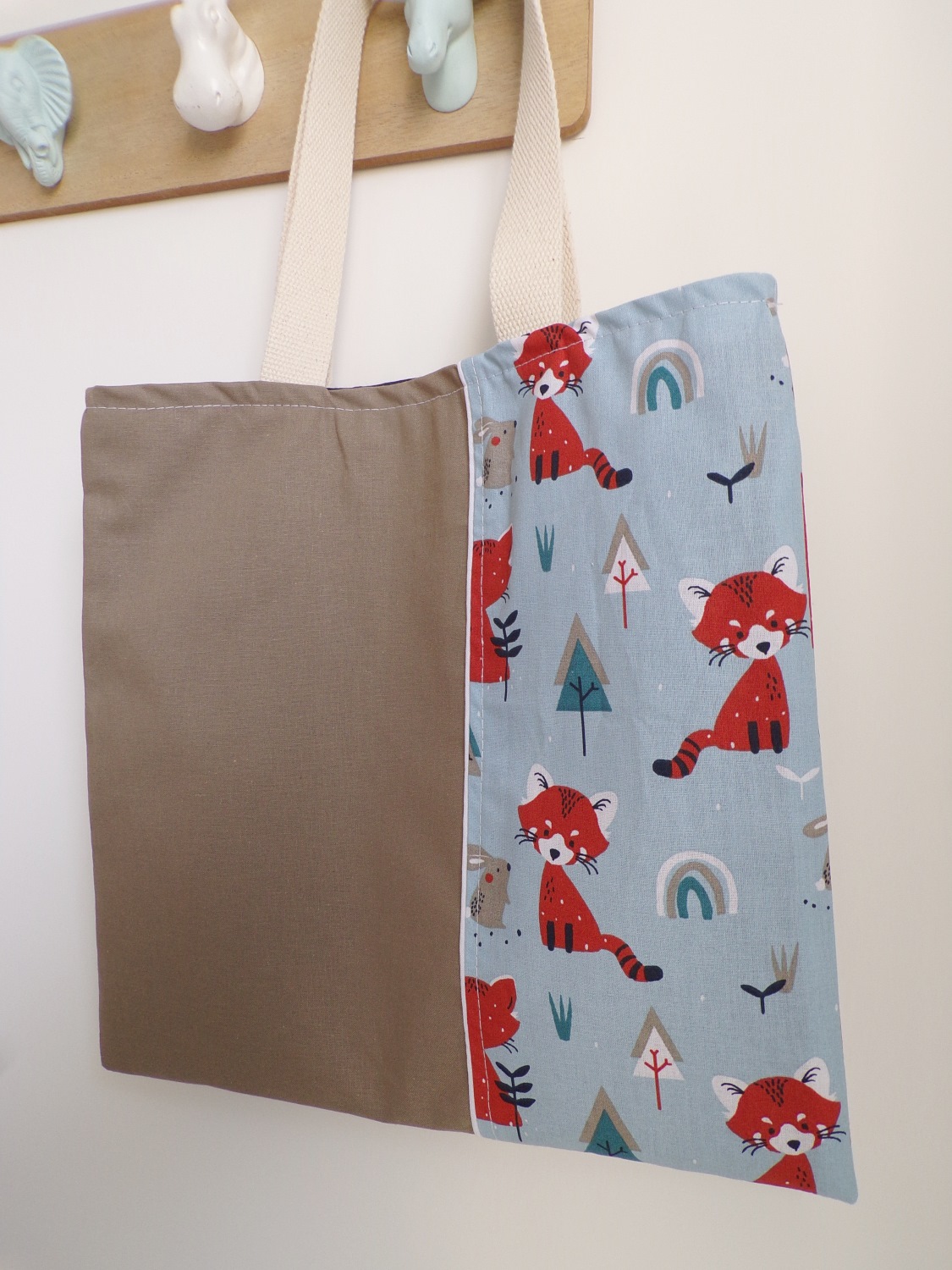 sac à jouet renard enfant doublé fait main personnalisé