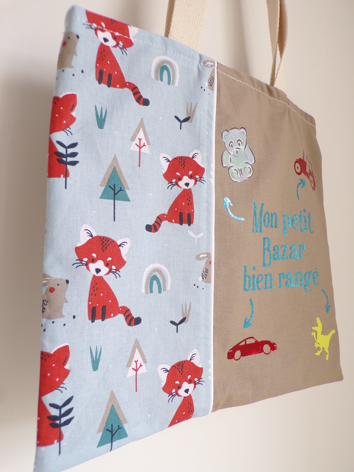 tote bag enfant renard fait main