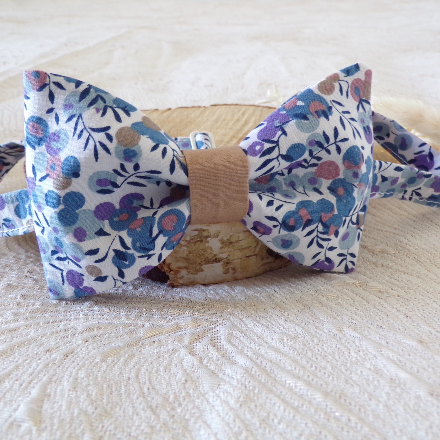 noeud papillon homme ajustable liberty prénoué lilas mariage