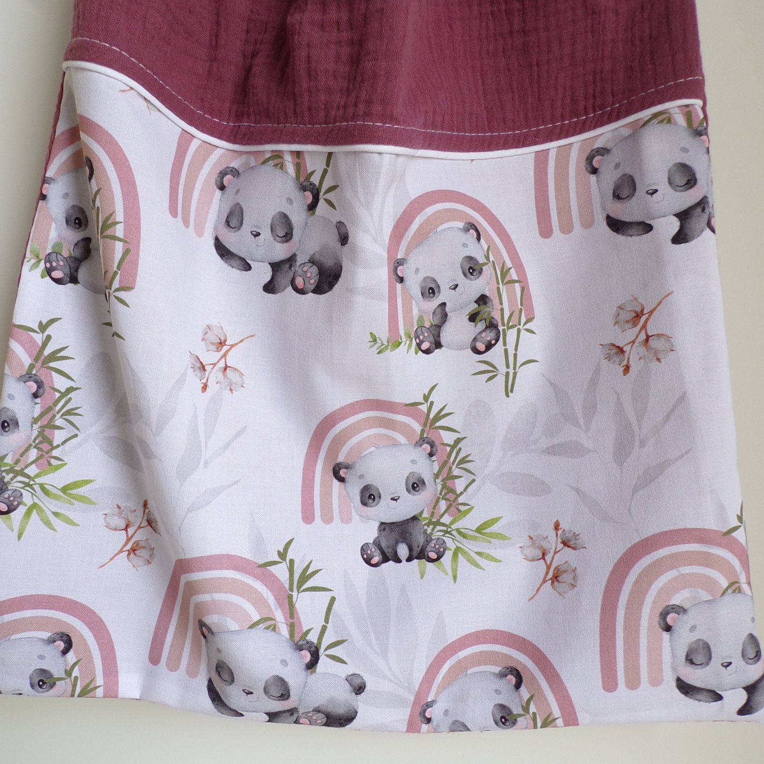 serviette de cantine élastique panda rose